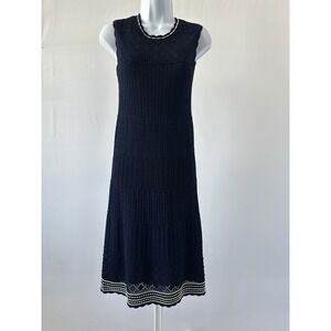 Shoshanna Textured Knit Sleeveless Navy Dress, Sz: S Nautical Vacay Cruise (b50)